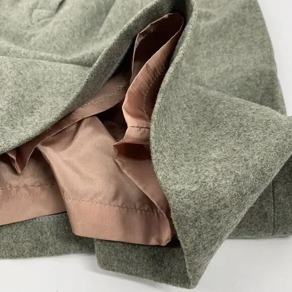 Vintage 1970s Cacharel Pleated Wool A-Line Button Front Skirt 36 US 4 Green Gray - Picture 4 of 7